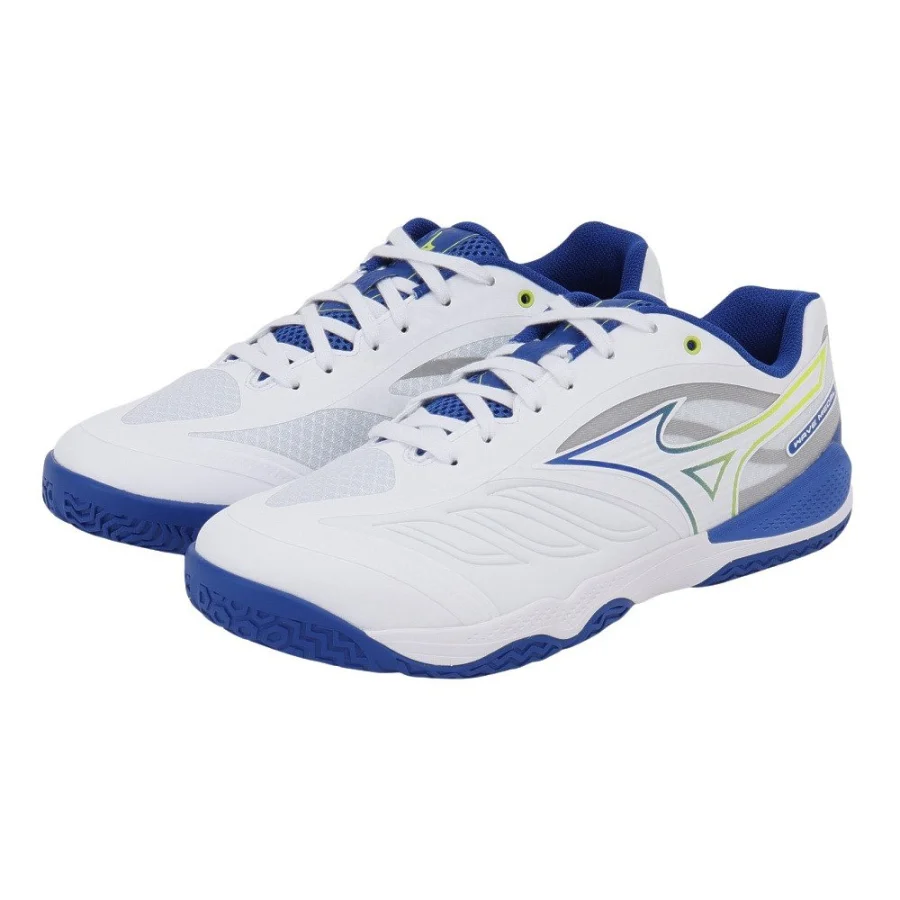 Giày bóng bàn MIZUNO WAVE MEDAL 8 WIDE Trắng/Xanh Dương/Vàng (81GA258306)