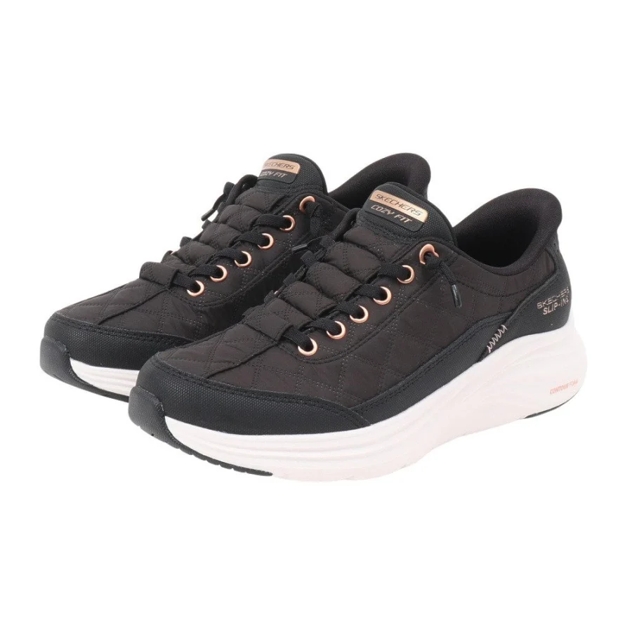 Giày sneaker nữ SKECHERS Hands Free Slip-ins Đen/Vàng Hồng (150413-BKRG)